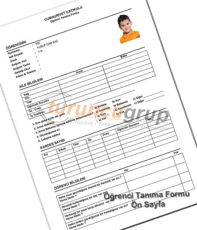 Öğrenci Tanıma Formu Öğrenci Tanıma Formu